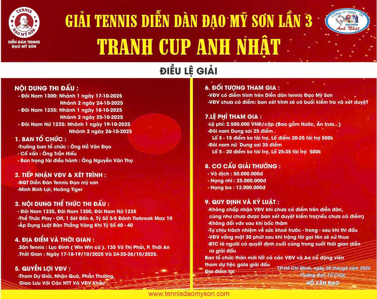 Điều Lệ Thi Đấu Tháng 10 -2025